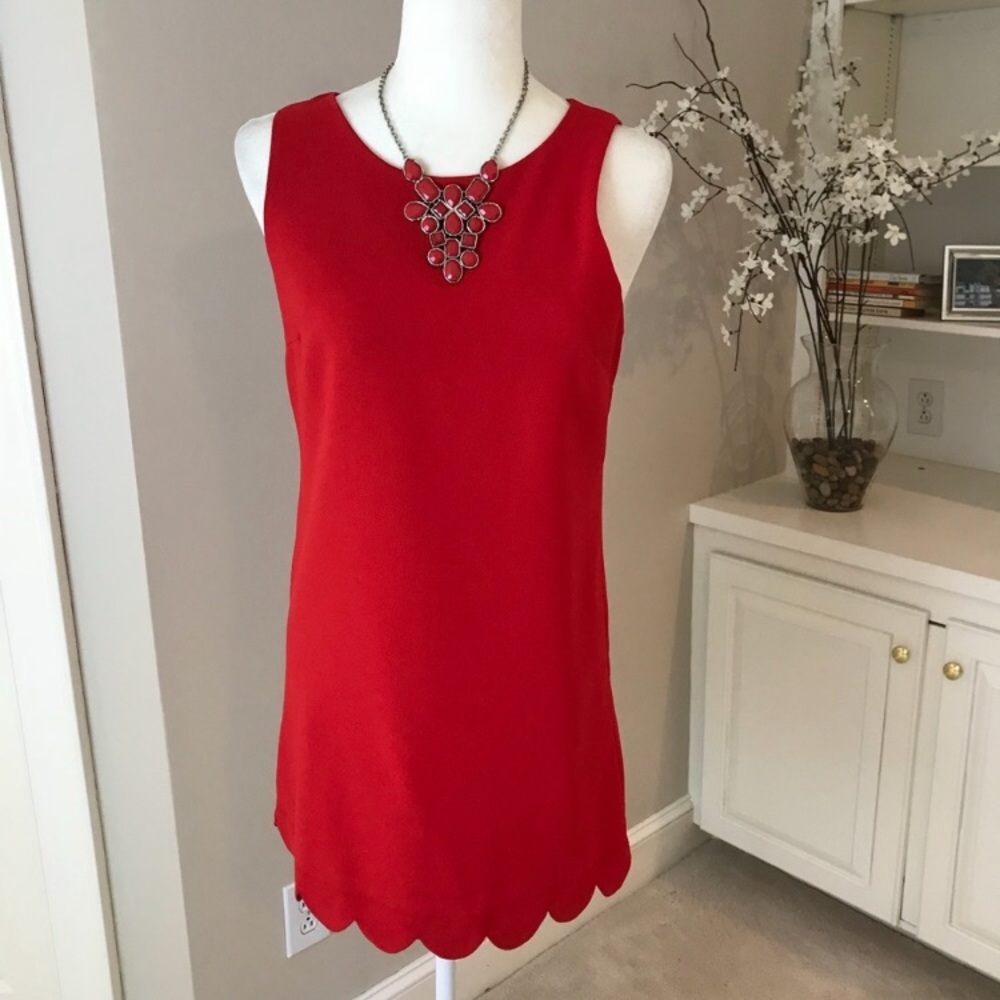 Monteau scalloped hem crepe dress S